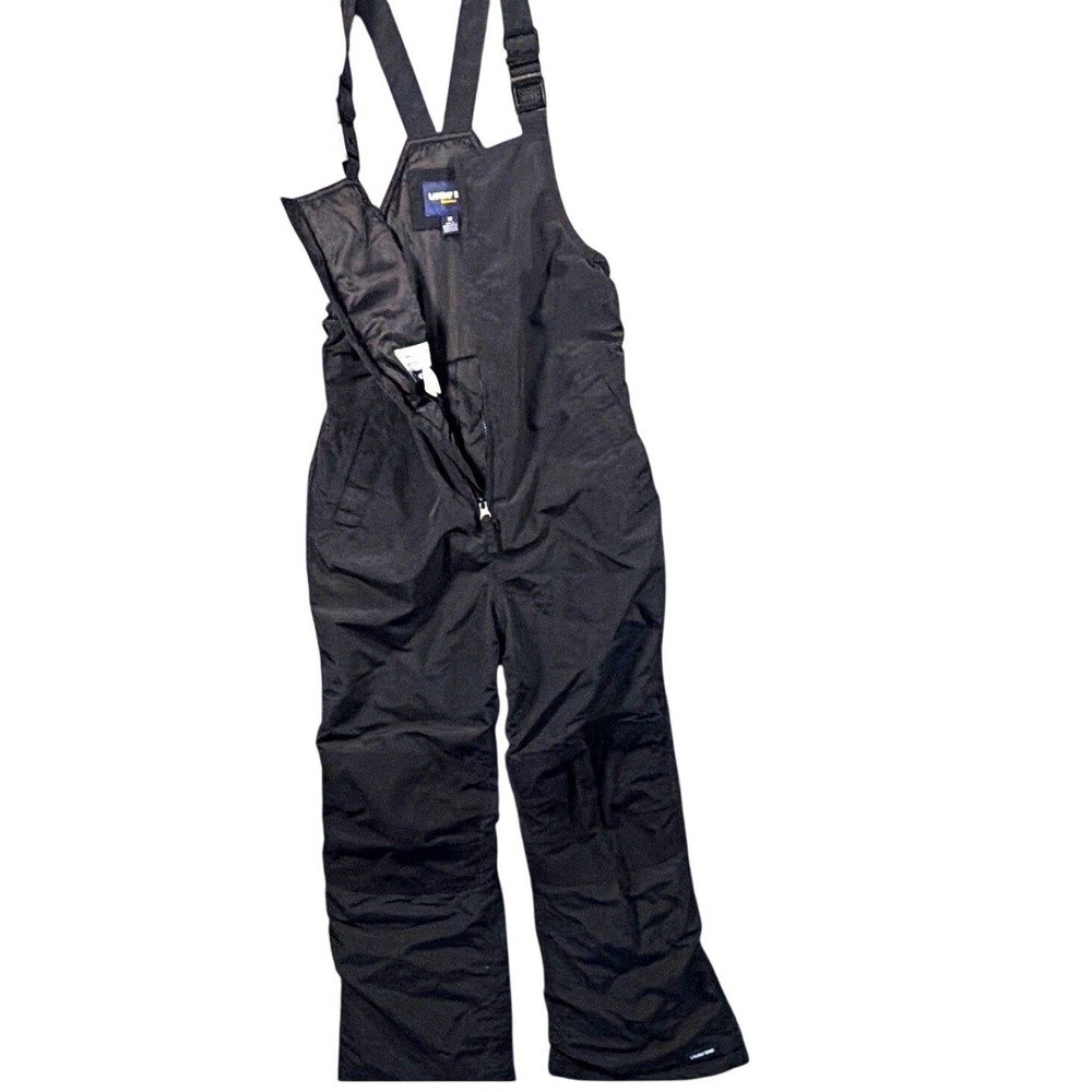 Kids Snow Bibs Size 10, Lands' End Black Squall Grow-A-Longs Insulated Overalls - Picture 1 of 8